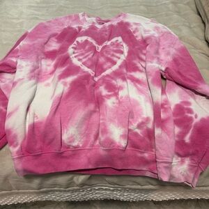 Urban Outfitters Pink Tie-Dye Heart Sweater